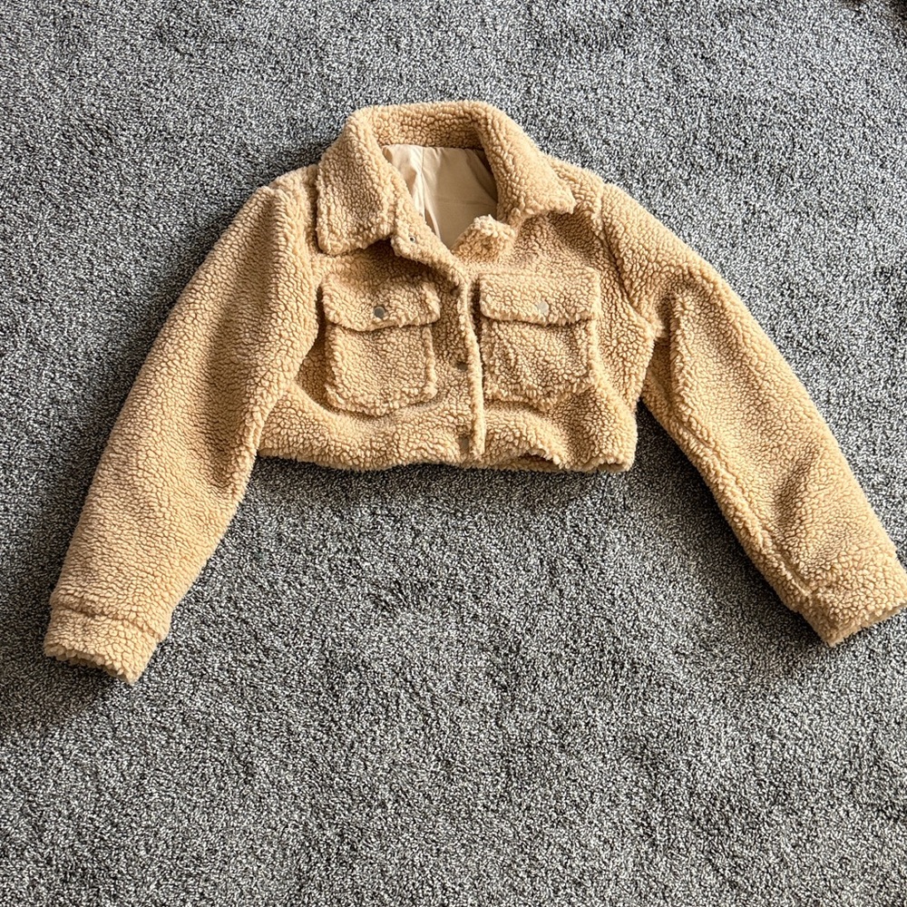 SHEIN Tan Sherpa Puffer Jacket